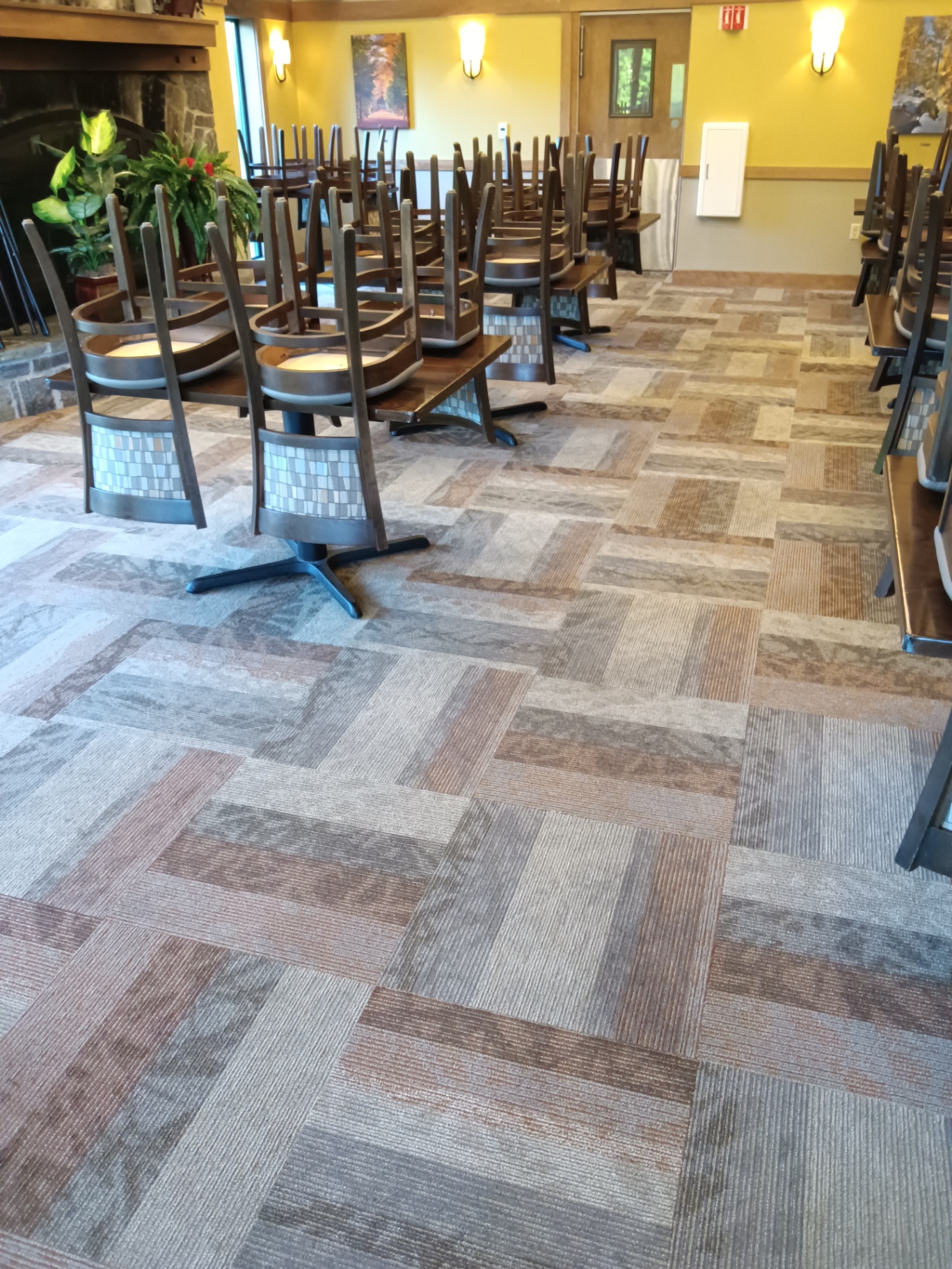 Commercial carpet tile cleaning in White River Junction VT dining hall