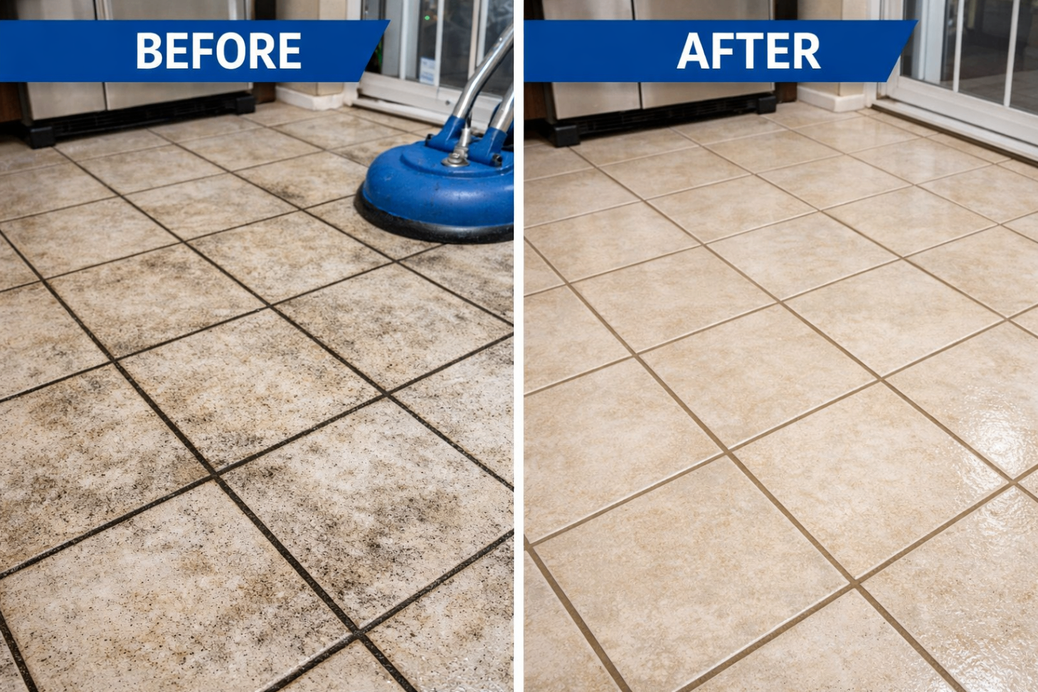 Tile and grout cleaning before and after in West Lebanon NH by NorthStar Specialty Cleaning